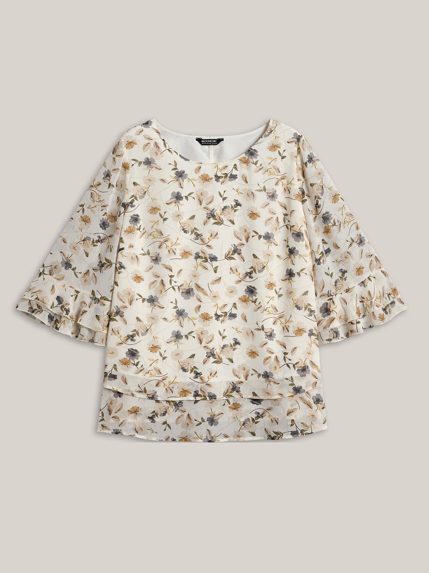 Chiffon Floral Print Layered Blouse
