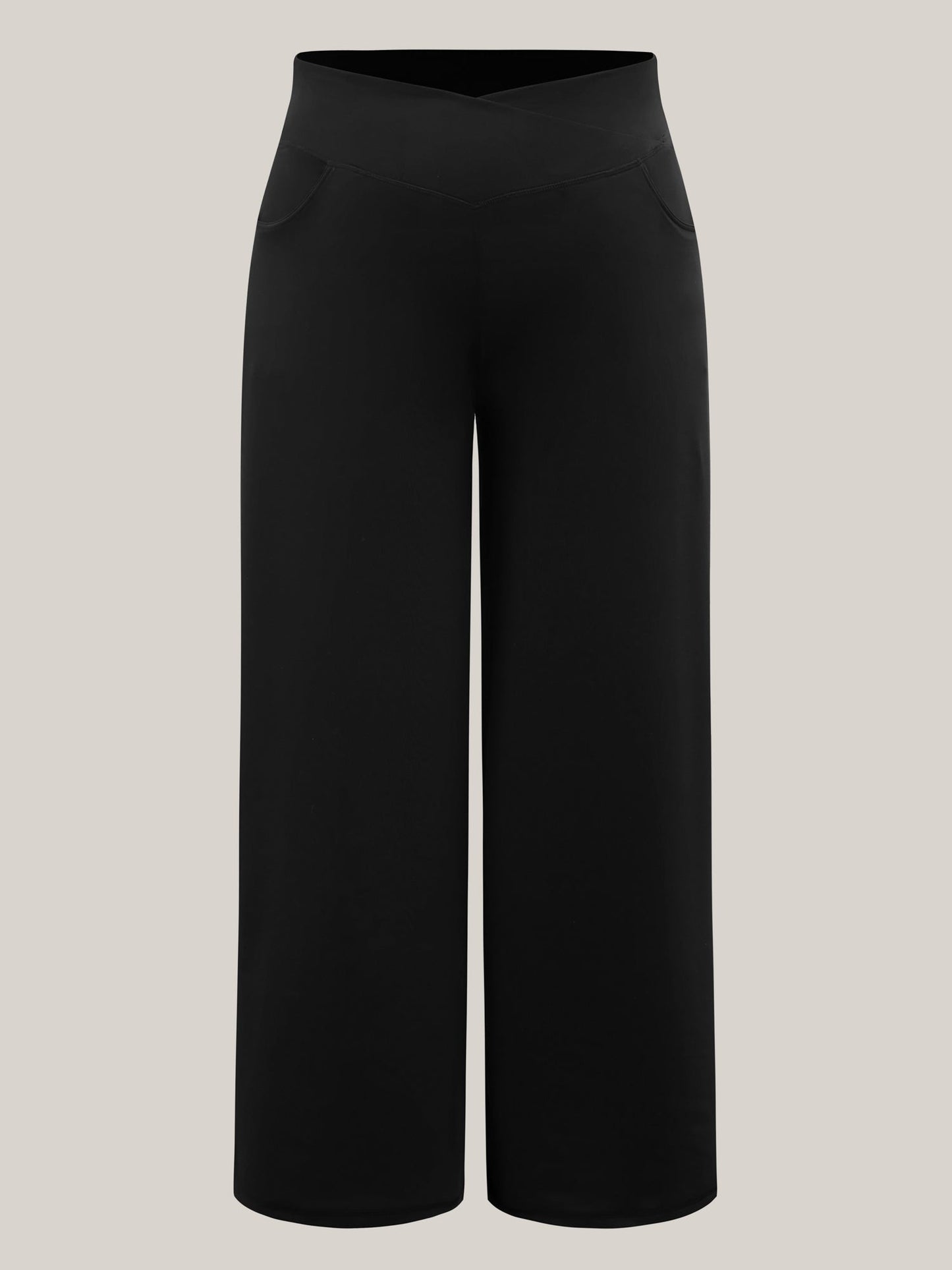 Crossover Waist Very Stretchy Wide-Leg Pants