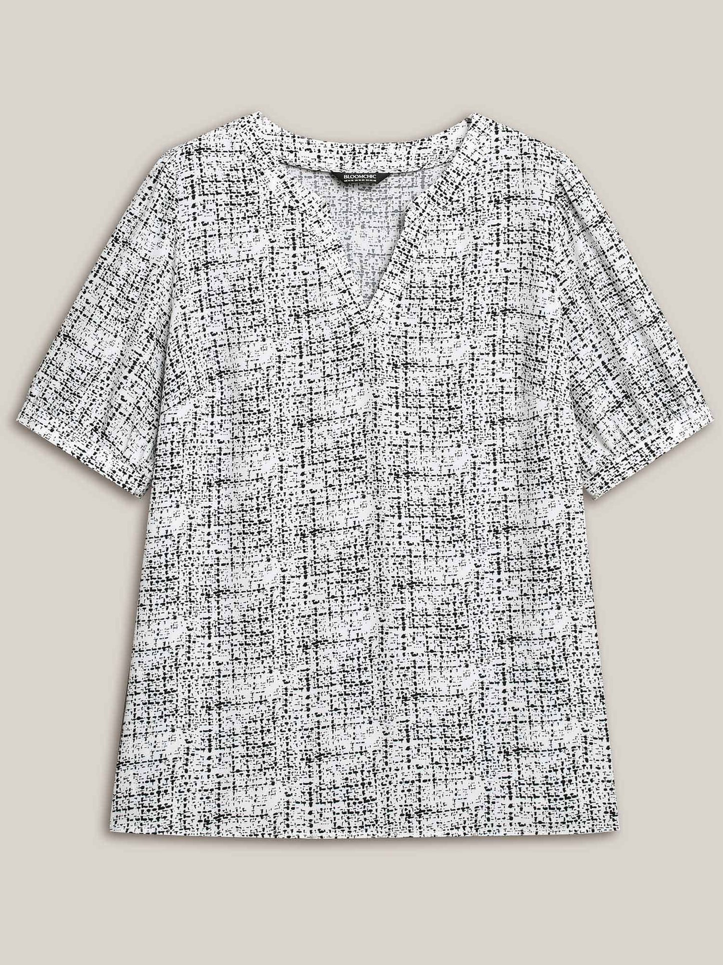 Geometric Print Puff Sleeve Blouse