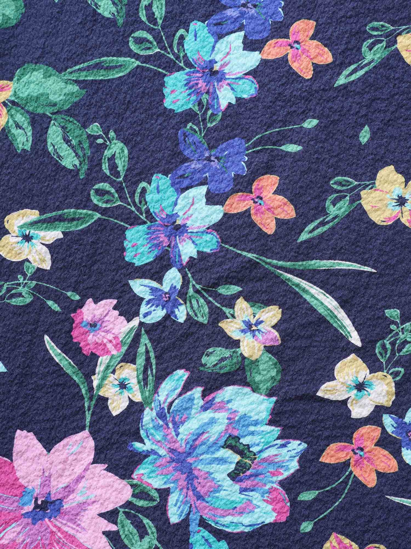 Floral Affair Print Wrinkled Fabric Blouse