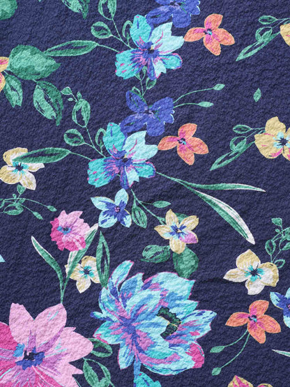 Floral Affair Print Wrinkled Fabric Blouse