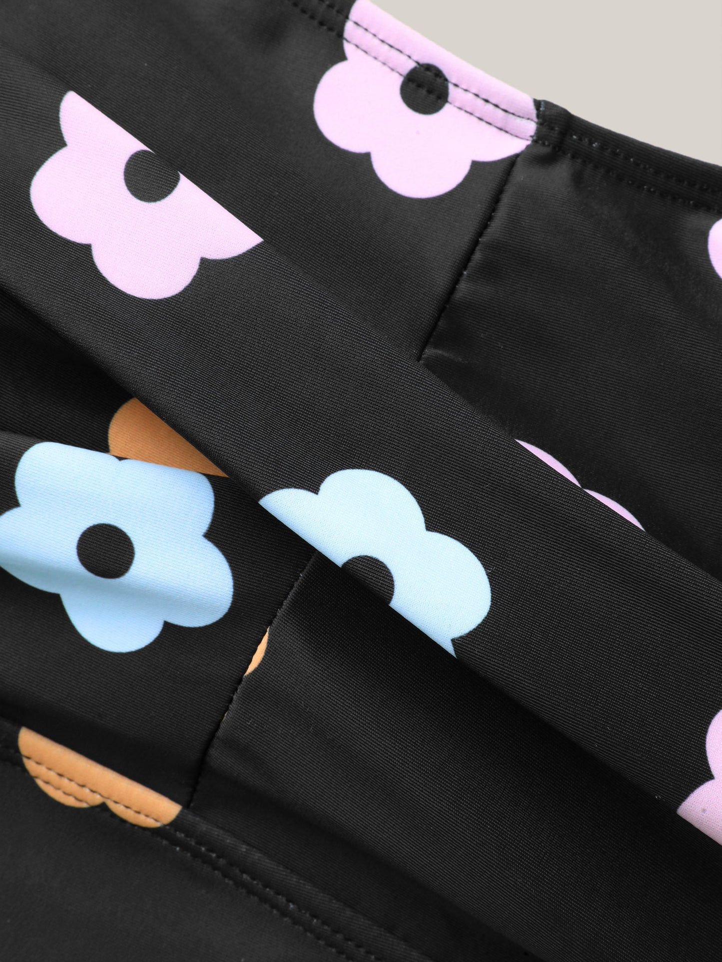 Twist Front Floral Print Flared Swim Dress