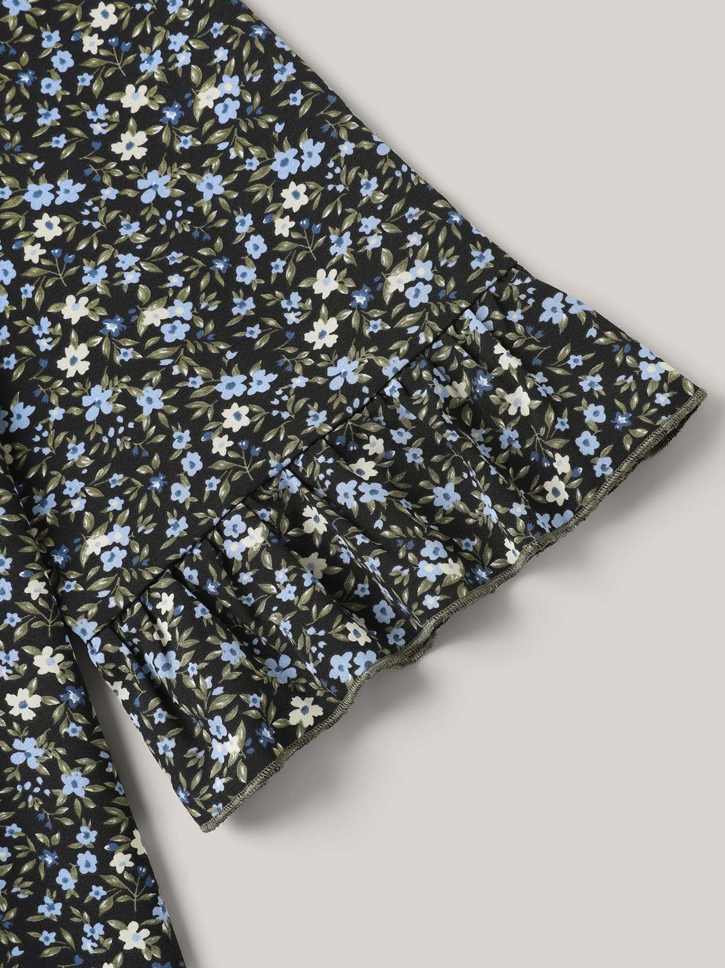 Ditsy Floral Print Frill Trim Blouse