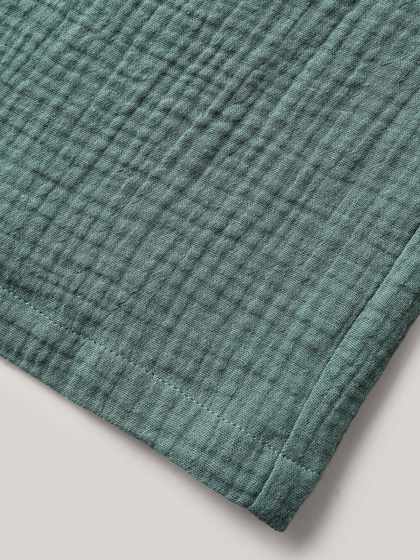 Cotton Shirred Textured Wide-Leg Pants