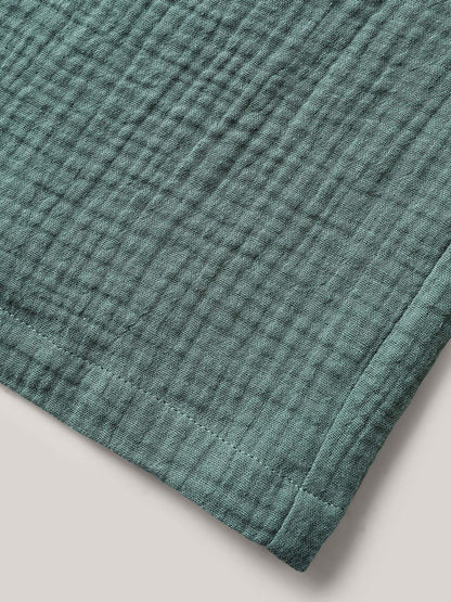 Cotton Shirred Textured Wide-Leg Pants