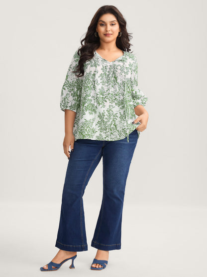 Artistic Print A-Line Blouse