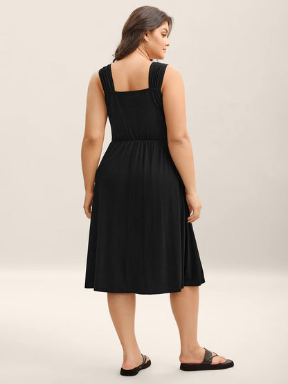 Crosswrap Bodice Pockets Midi Dress