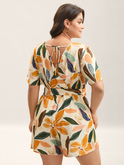 Sunkissed Florals Belted Pockets Romper