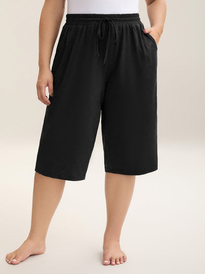 Mixed Color Knit Drawstring Loungewear Bottoms