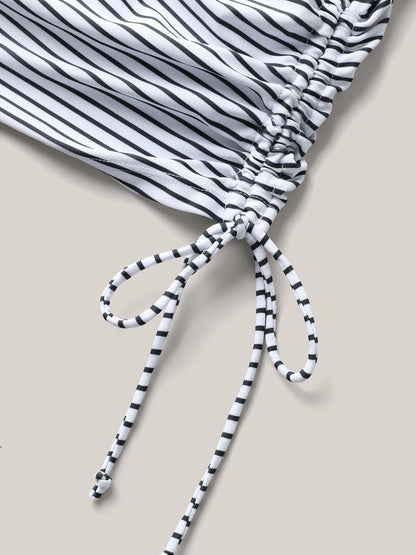 Striped Non-Removable Cups Swim Top