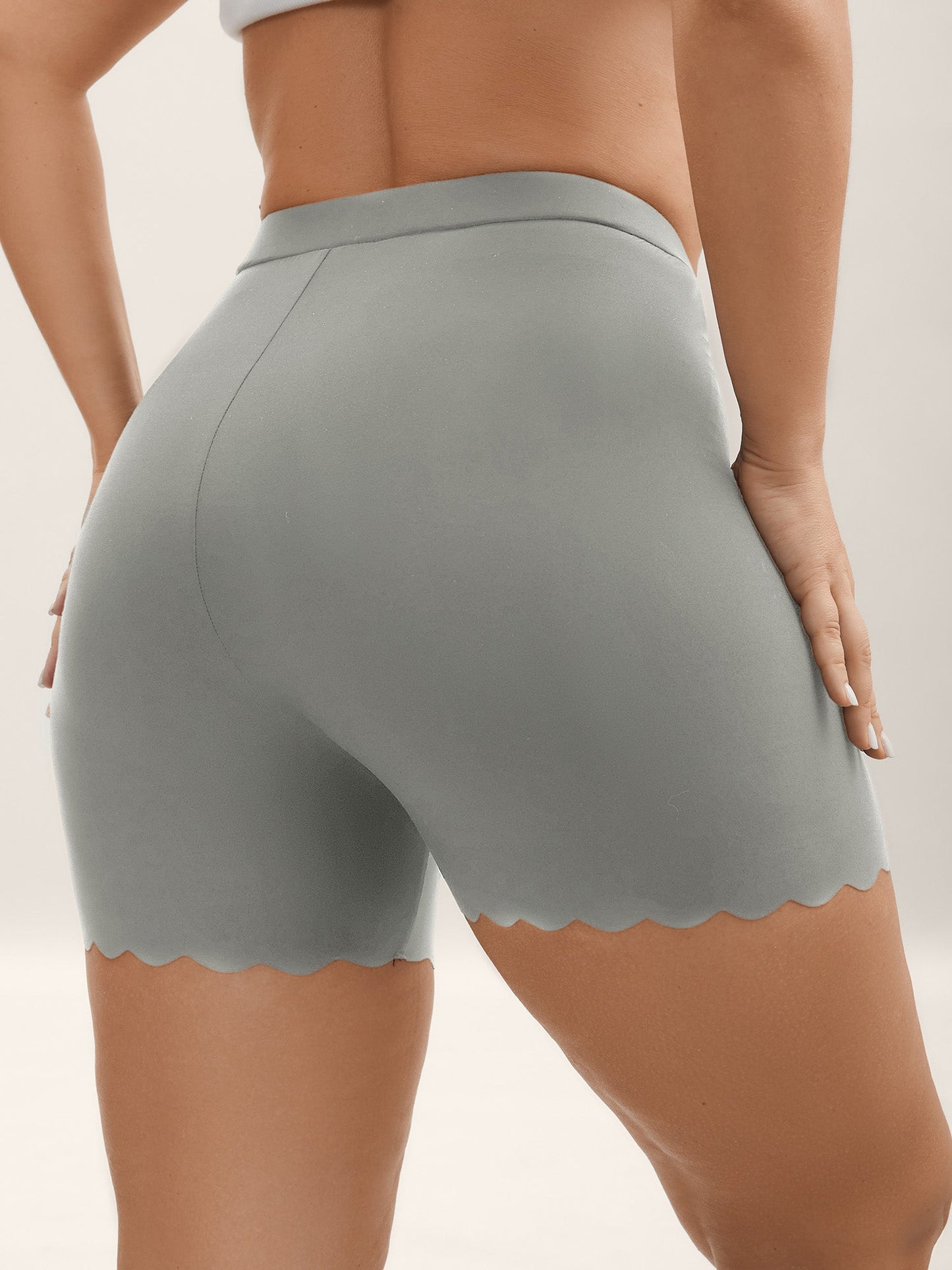 Scalloped Trim Stretchy Skinny-Fit Leggings