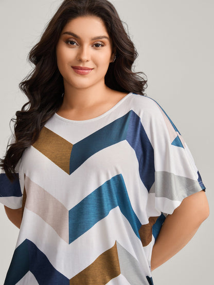 Color Block Wavy Print T-Shirt