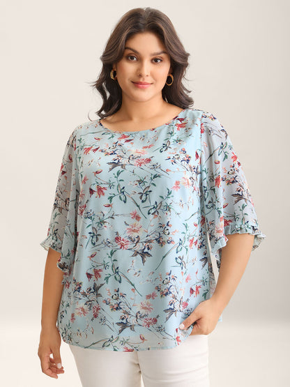 Chiffon Floral Print Flowy Blouse
