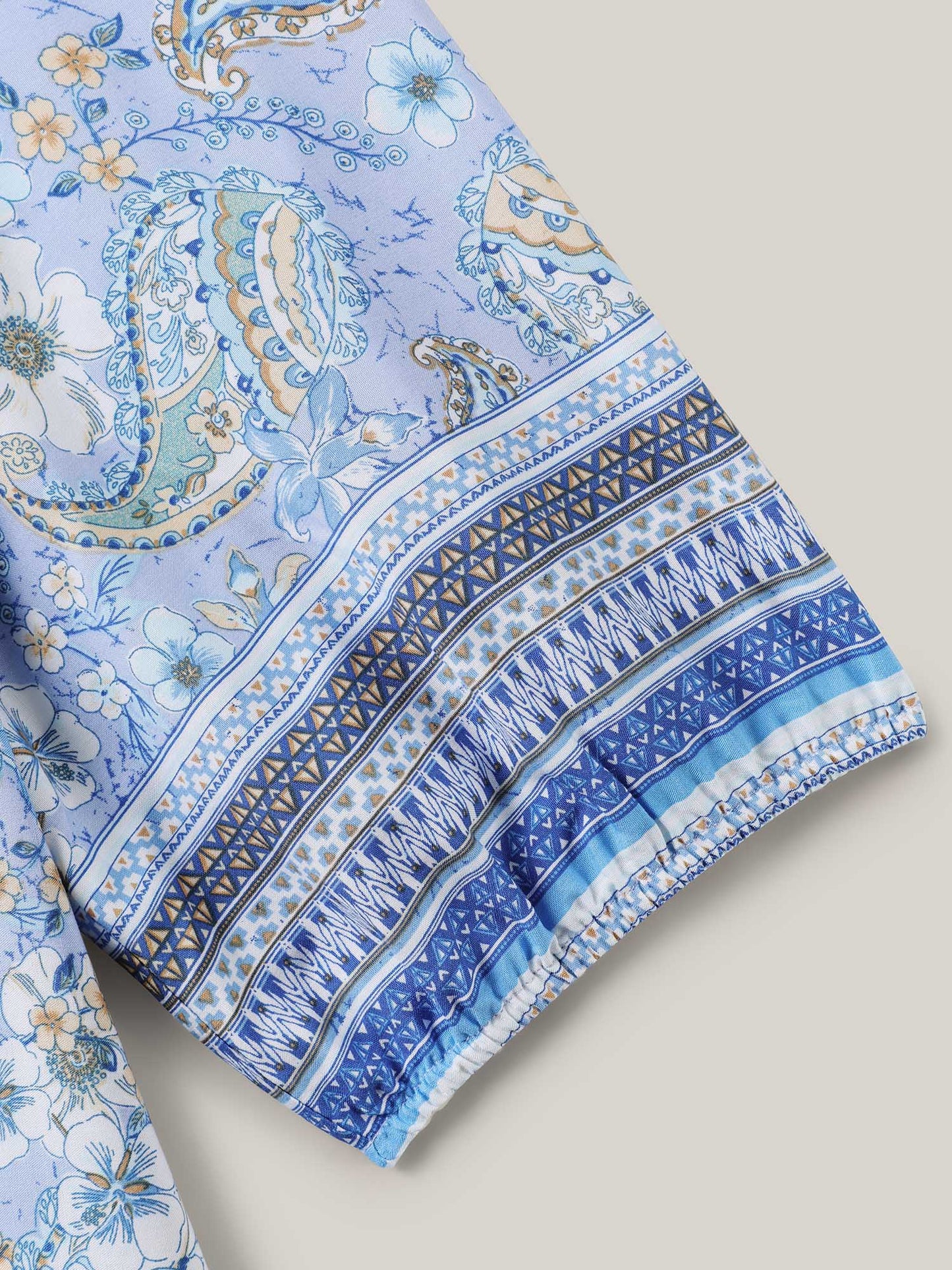 Paisley Print Lantern Sleeve Flowy Blouse