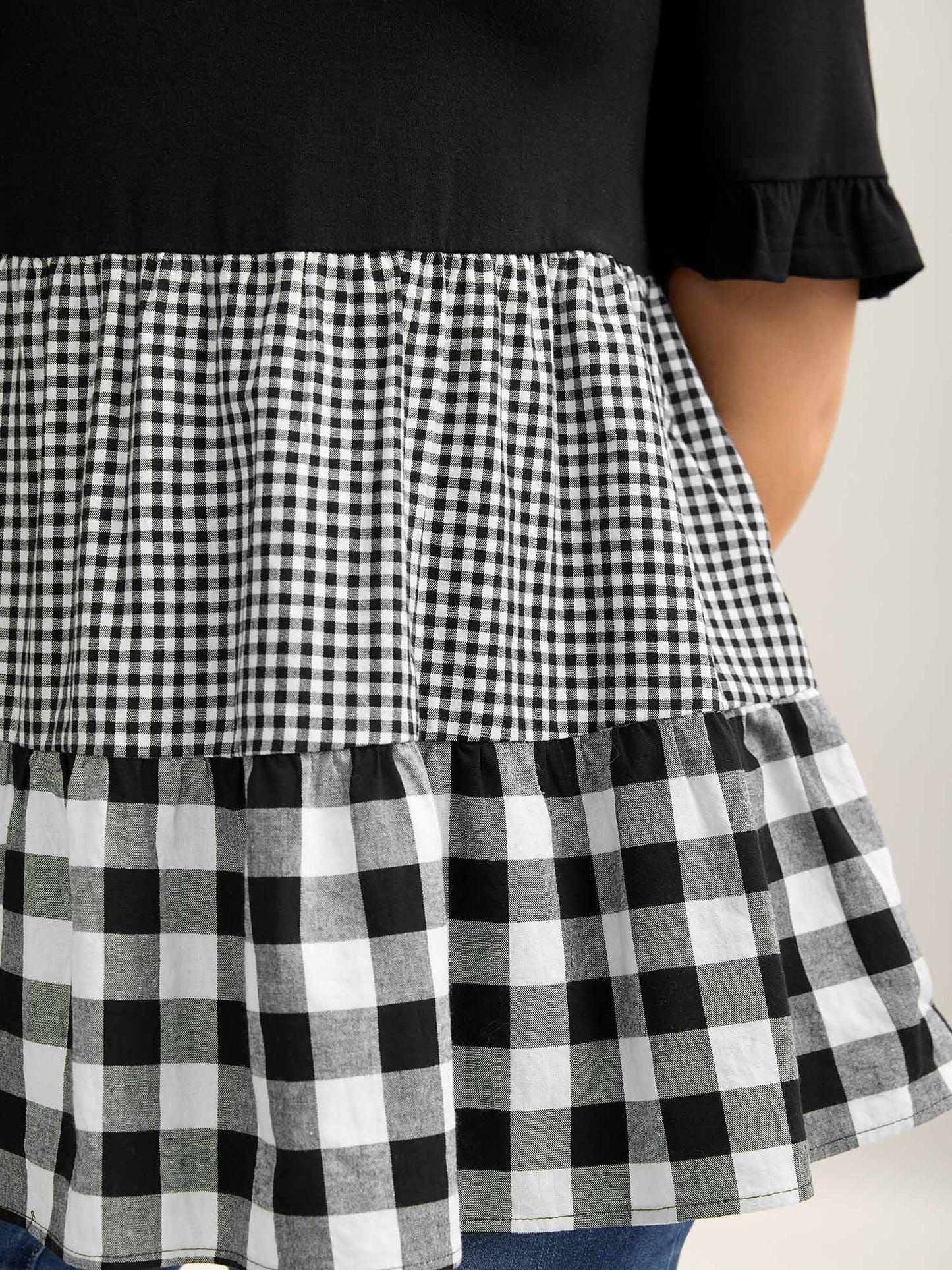 Mixed Print Round Neck Doll T-Shirt