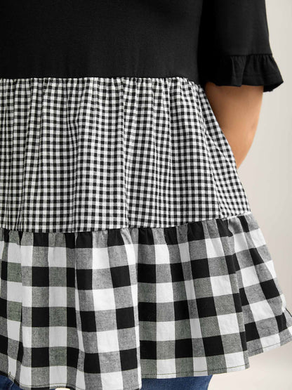 Mixed Print Round Neck Doll T-Shirt