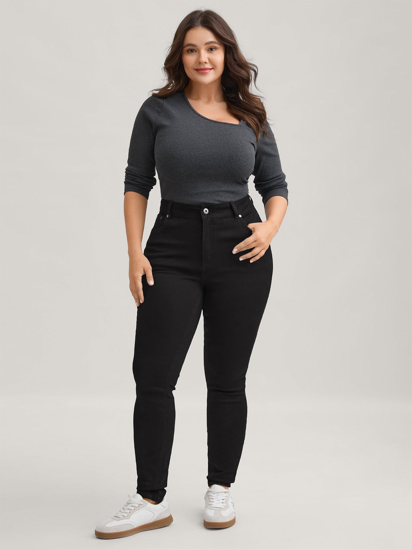 Skinny Very Stretchy High Rise Black Wash Sculpt Waist Jeans