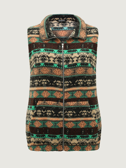 Colorful Geometric Stripes Zipper Vest