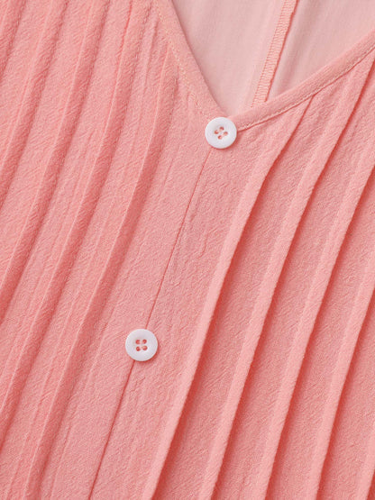 Pure Cotton Toothpick Pleat Pockets Shirt Dress