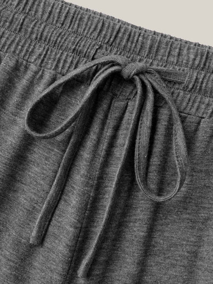 Mixed Color Knit Drawstring Loungewear Bottoms