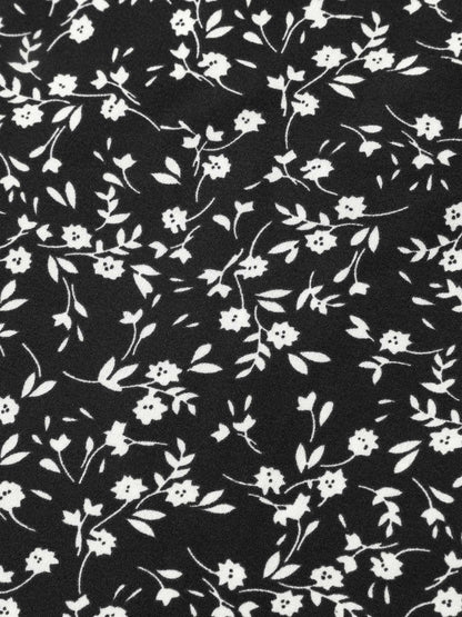 Ditsy Floral Print Curvy Hem Blouse