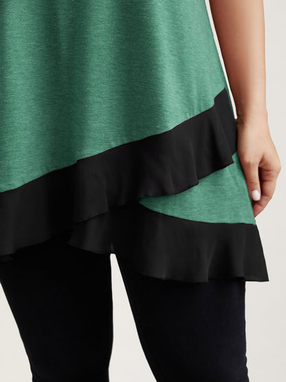 Color Contrast Overlap Hem Flared Top