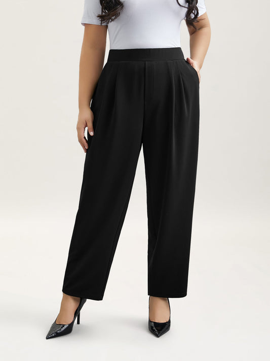 Stretchy-Waist Straight Leg Pants