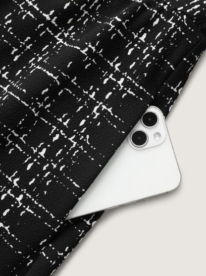 Plaid Tweed Crisscross Back Button Detail Jumpsuit