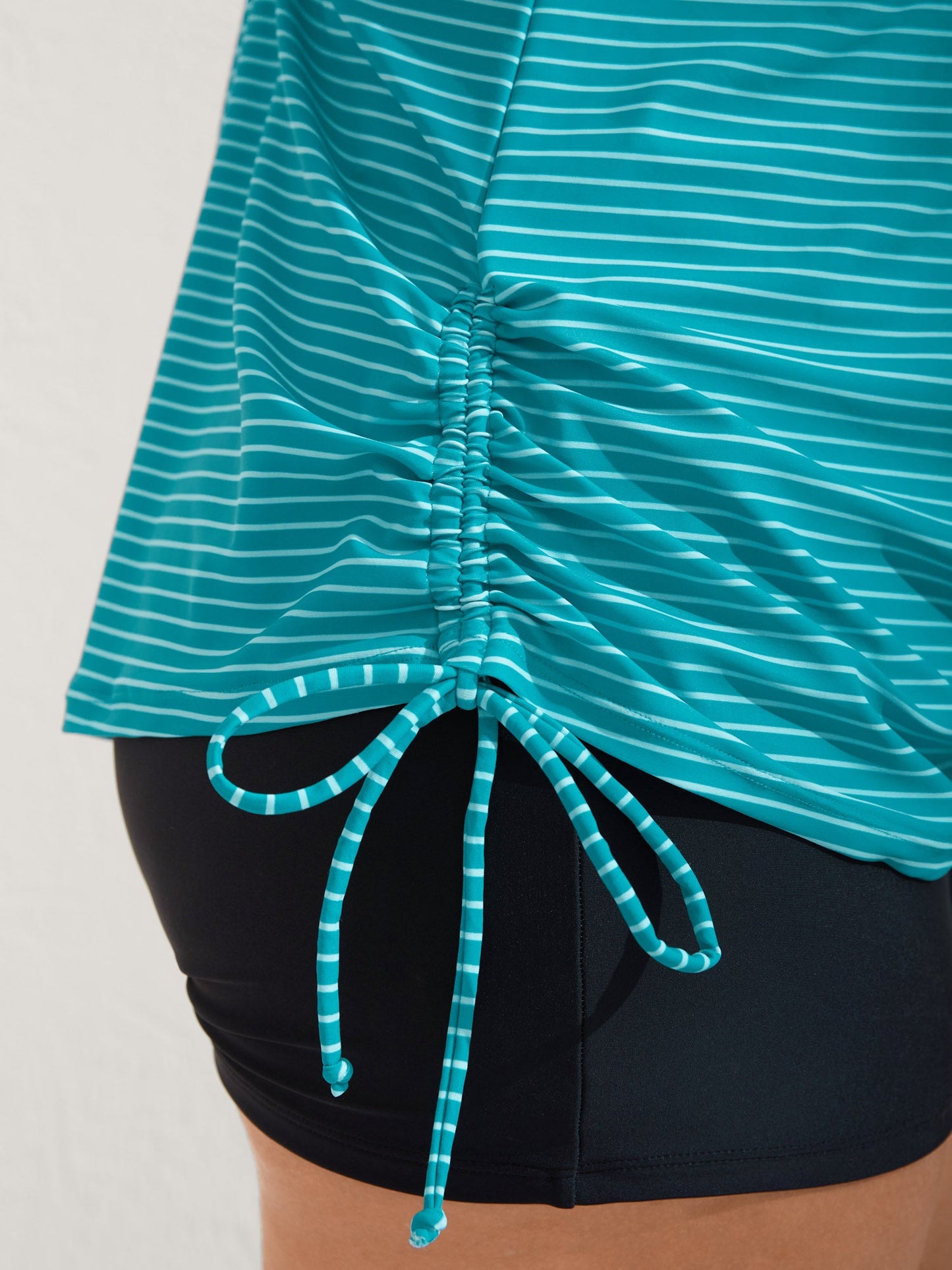 Striped Non-Removable Cups Swim Top