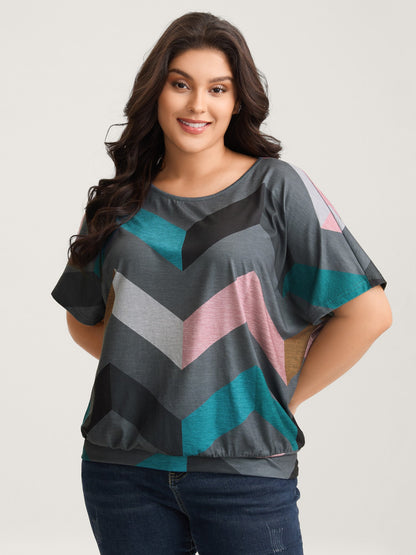 Color Block Wavy Print T-Shirt