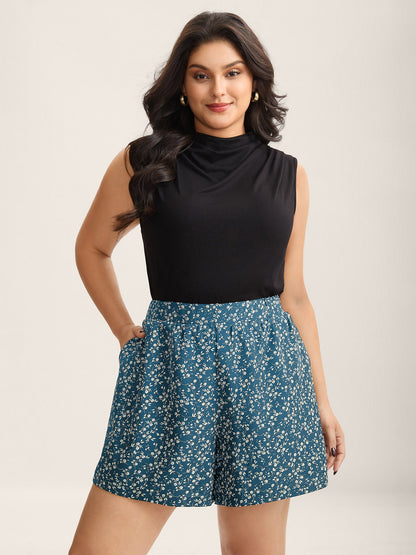 Floral Print Wide-Leg Shorts