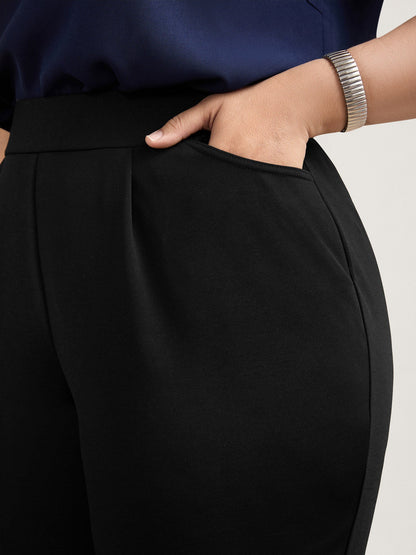 Pleated Stretchy Waist Skinny-Fit Pants