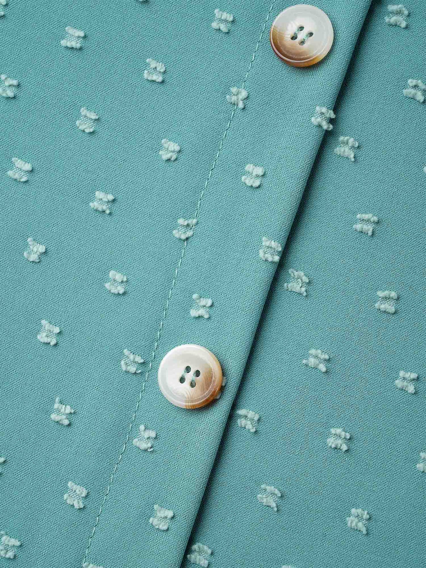 Back-Button Textured V-Neck Shirt