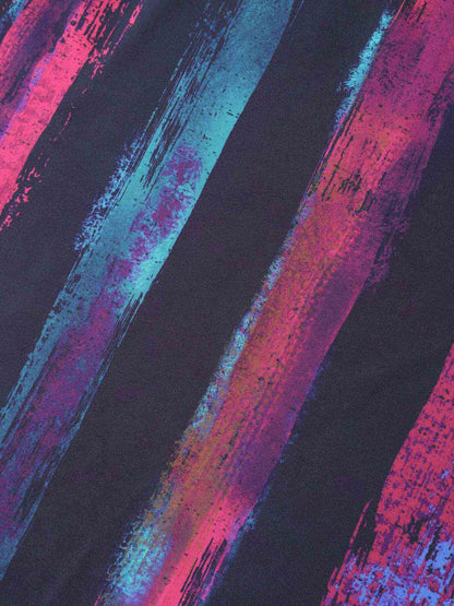 Irregular Stripes Sleeve Tie Blouse