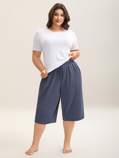 Mixed Color Knit Drawstring Loungewear Bottoms