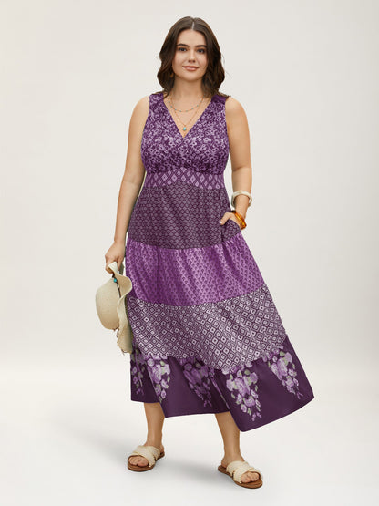 Bandana Patchwork Floral Sleeveless Dress