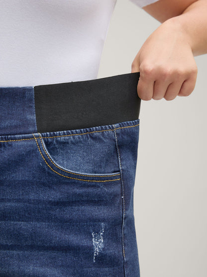 Pull-On Stretchy Waist Denim Shorts