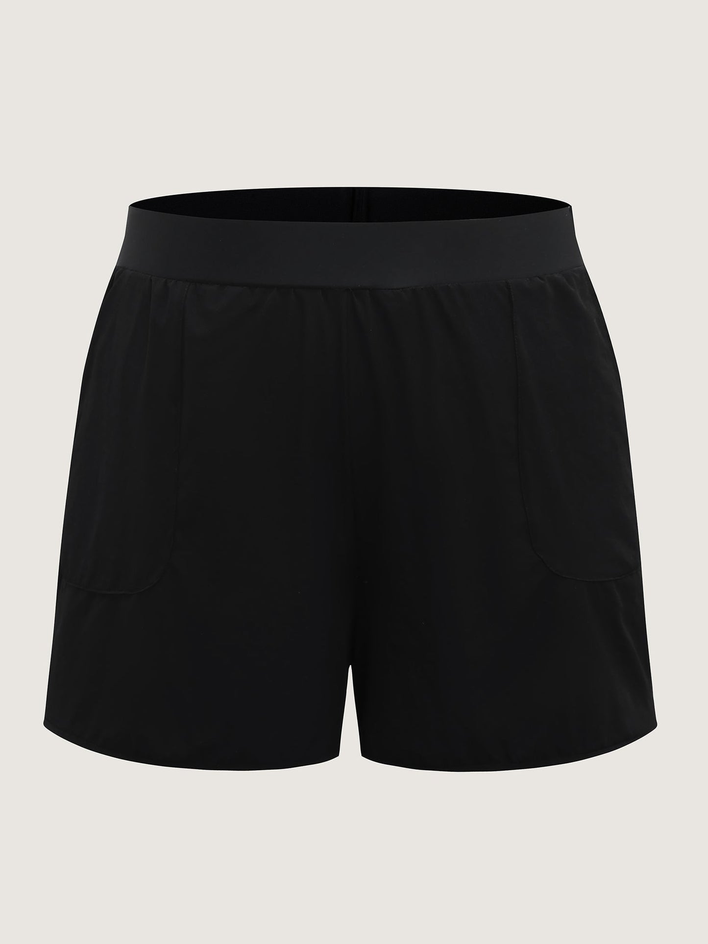 Pleated Pockets Solid Swim Bottoms