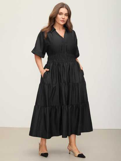 Midfield Tiered Midi Shirt Dress