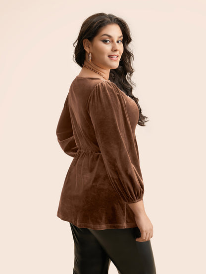 Velvet Heart Neckline Gathered Blouse