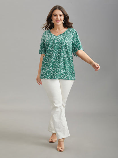 Ditsy Floral Print Half Sleeve Shirt