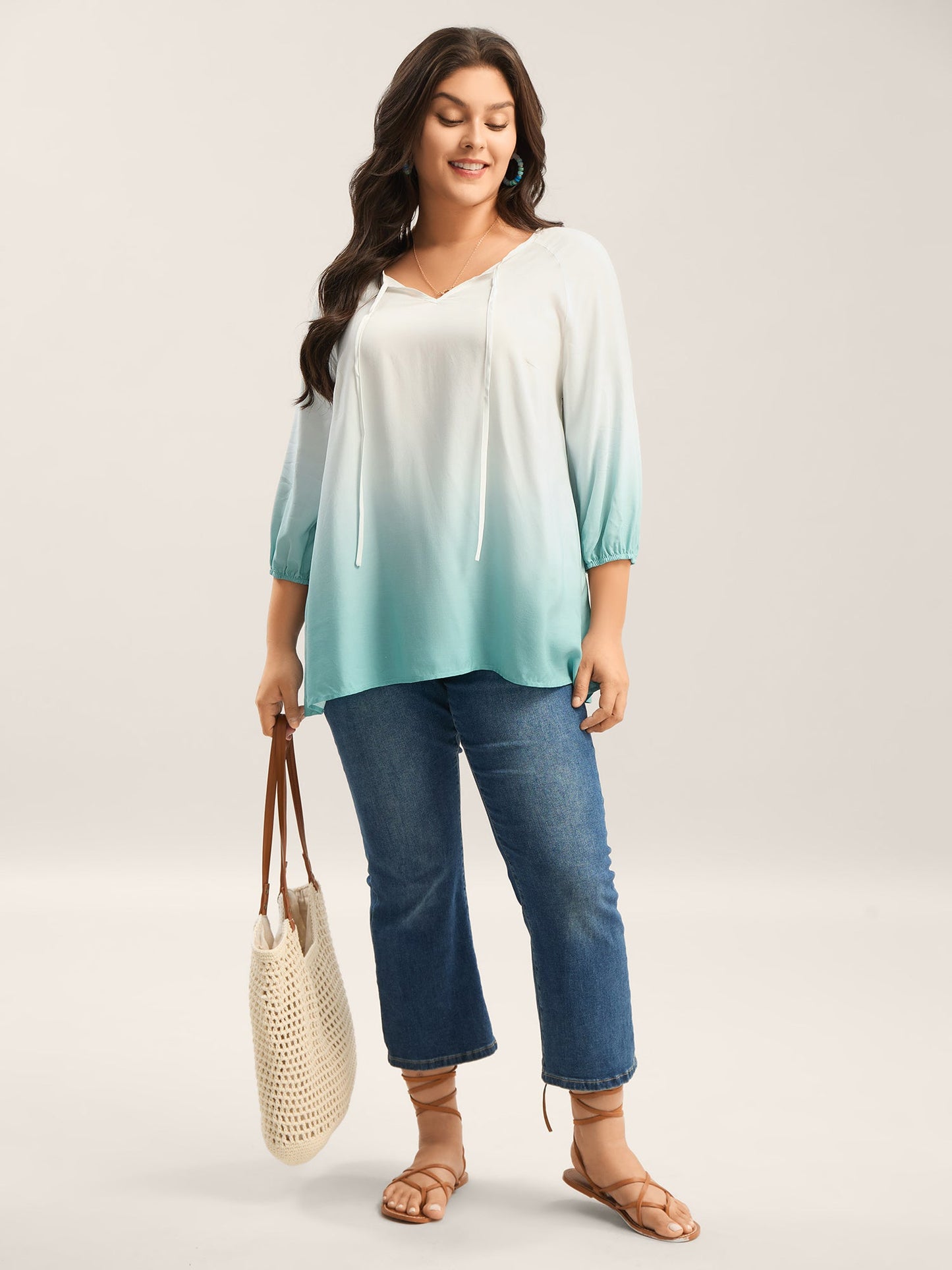 Tie-Dye Rayon Neck Tie Blouse