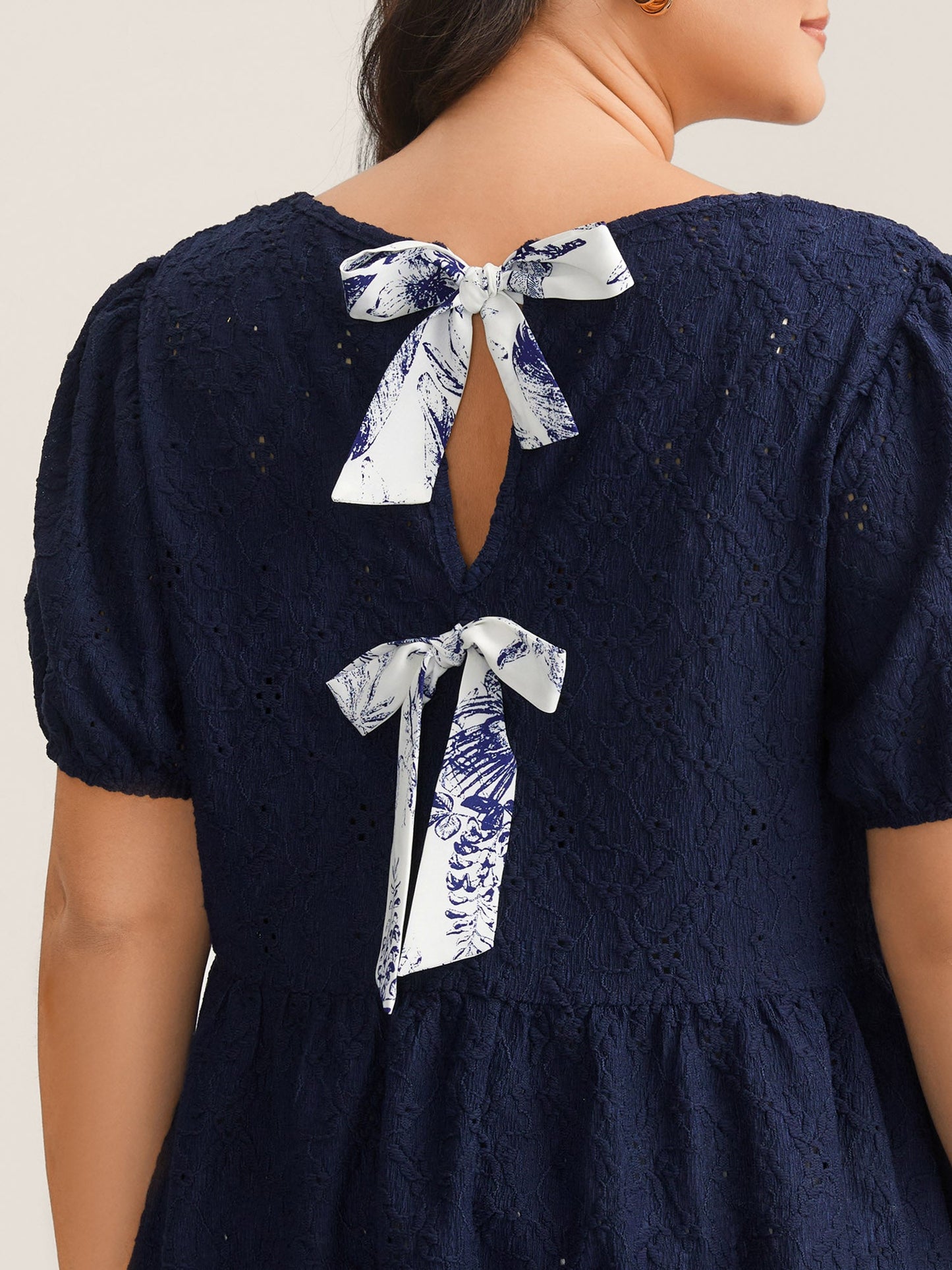 Back Bow Tie Textured Top