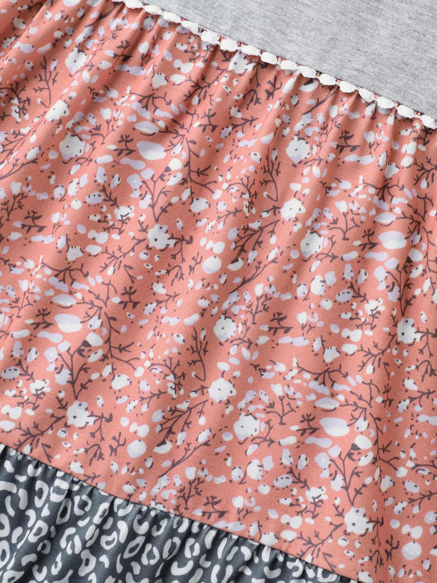 Ditsy Floral Print Patchwork Layered T-Shirt