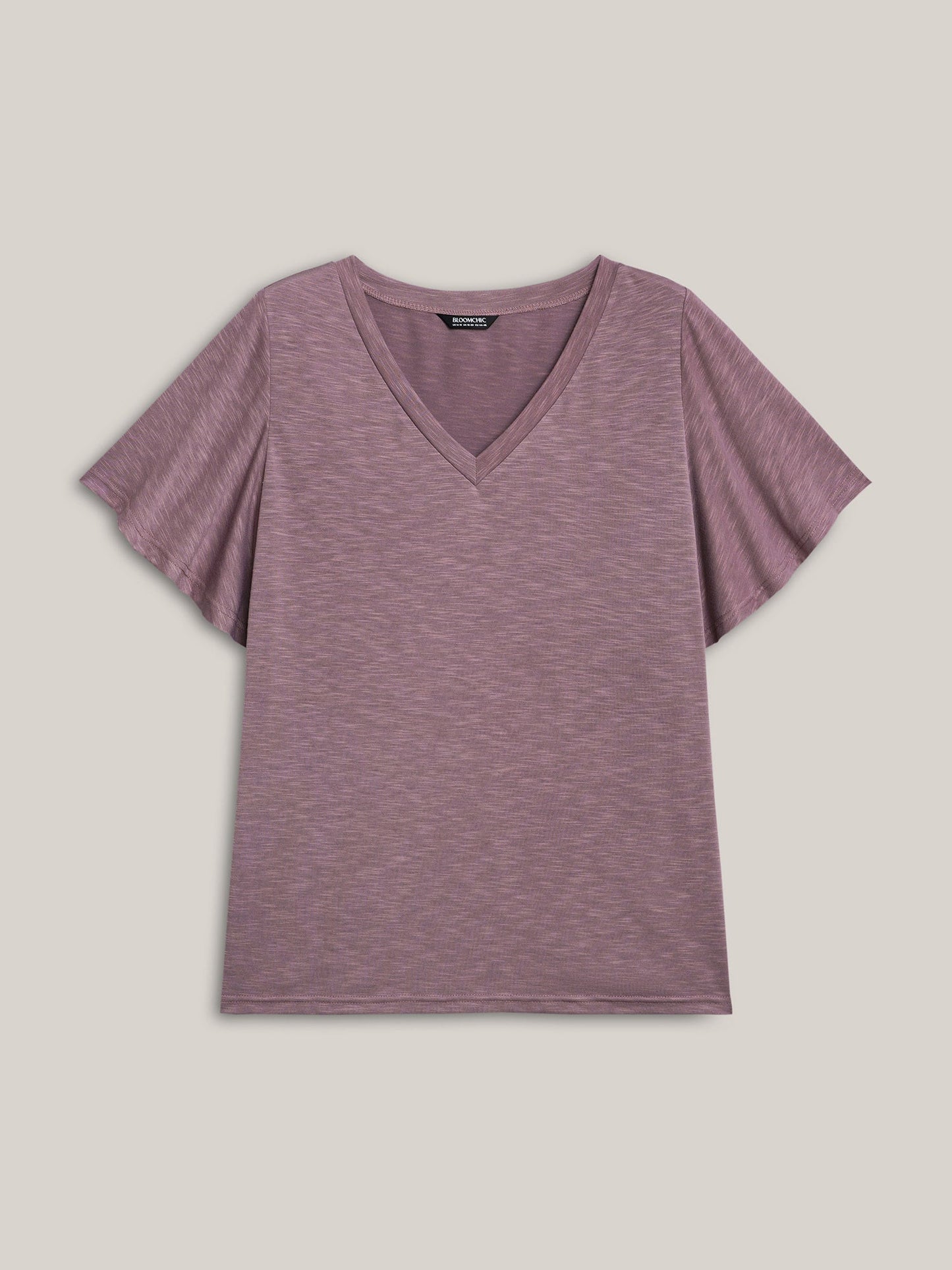 V-Neck Stretchy Flared Sleeve T-Shirt