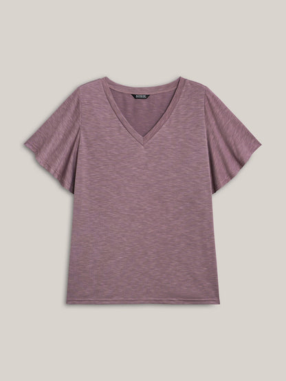 V-Neck Stretchy Flared Sleeve T-Shirt
