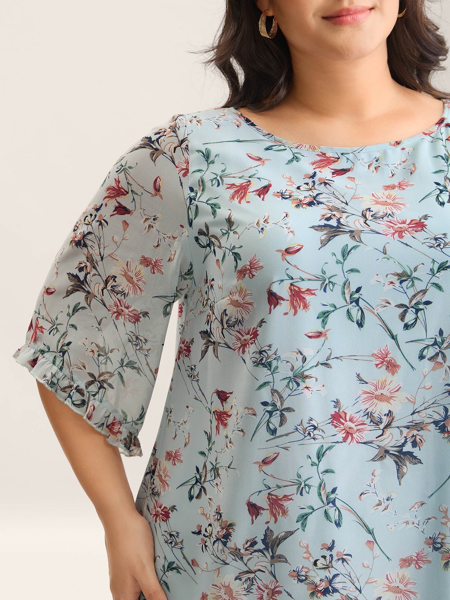 Chiffon Floral Print Flowy Blouse