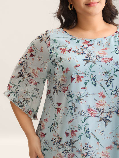 Chiffon Floral Print Flowy Blouse