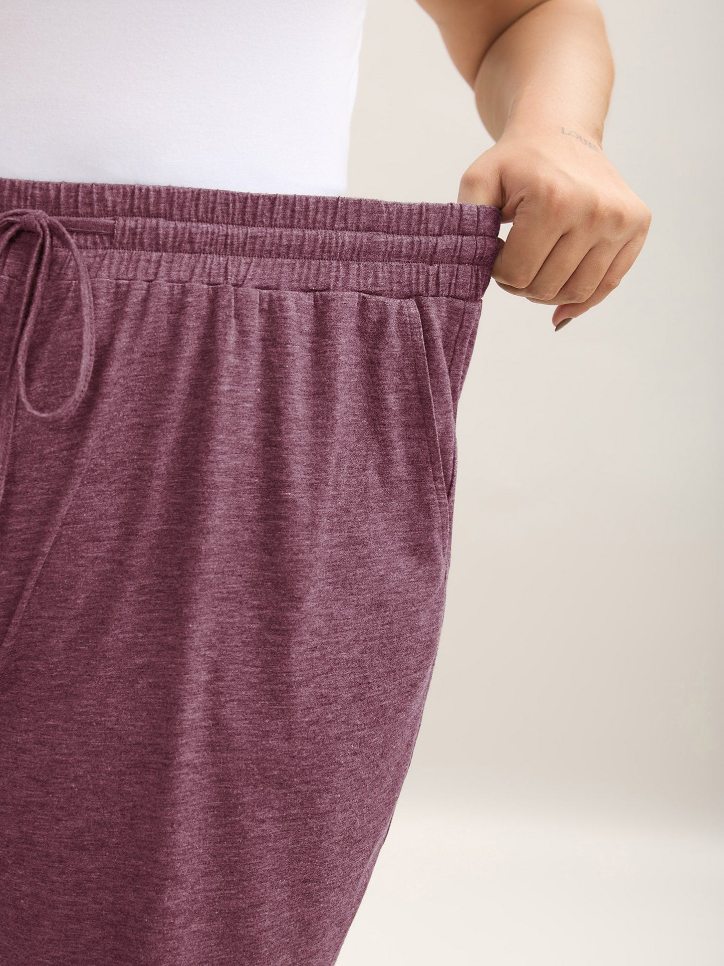 Mixed Color Knit Drawstring Loungewear Bottoms