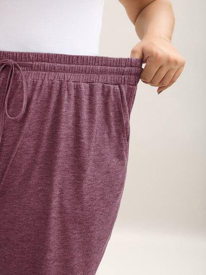 Mixed Color Knit Drawstring Loungewear Bottoms